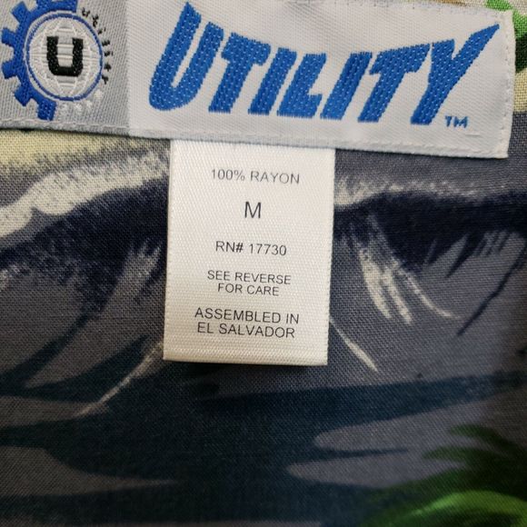 Mens M Hawaiian Utility Rayon Aloha Button Pocket Short Sleeve multicolored - Picture 3 of 6